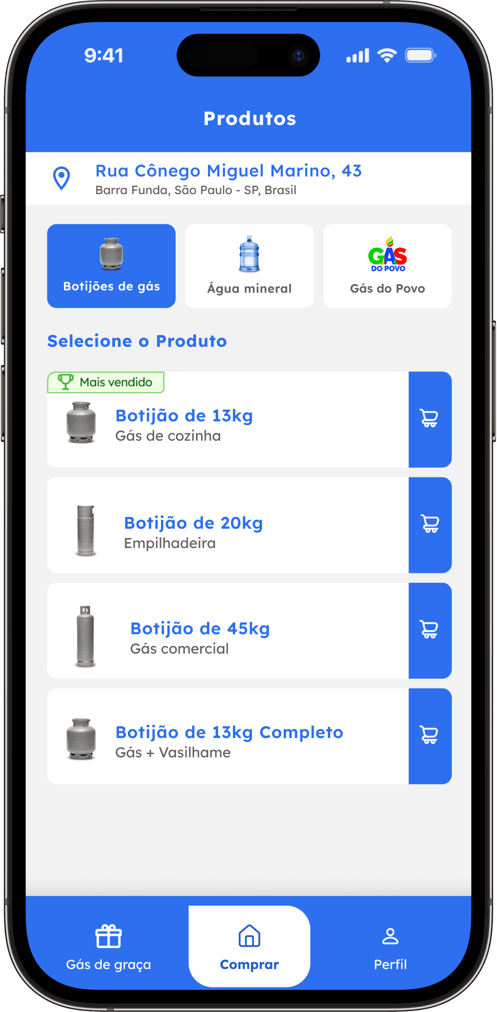 1. Escolha seu botijão