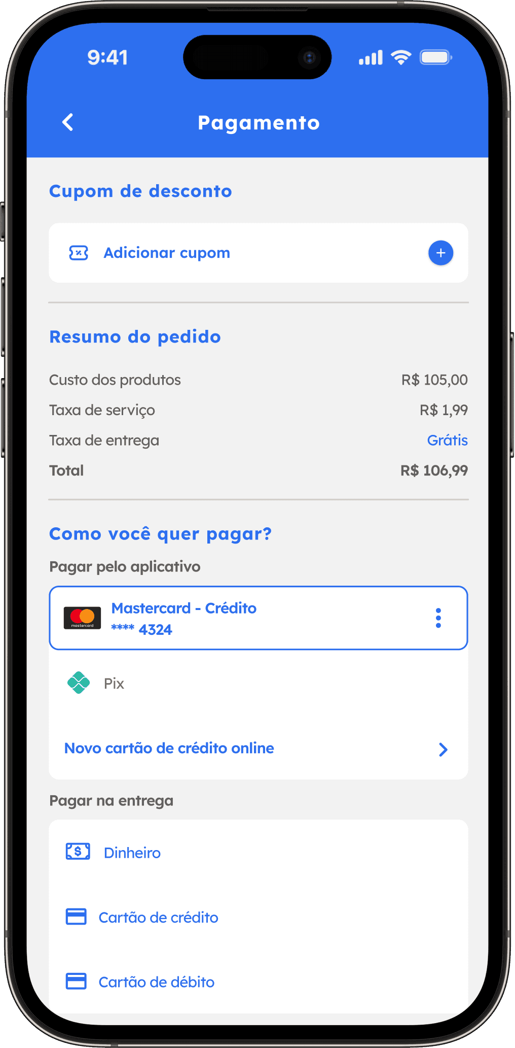 3. Selecione a forma de pagamento